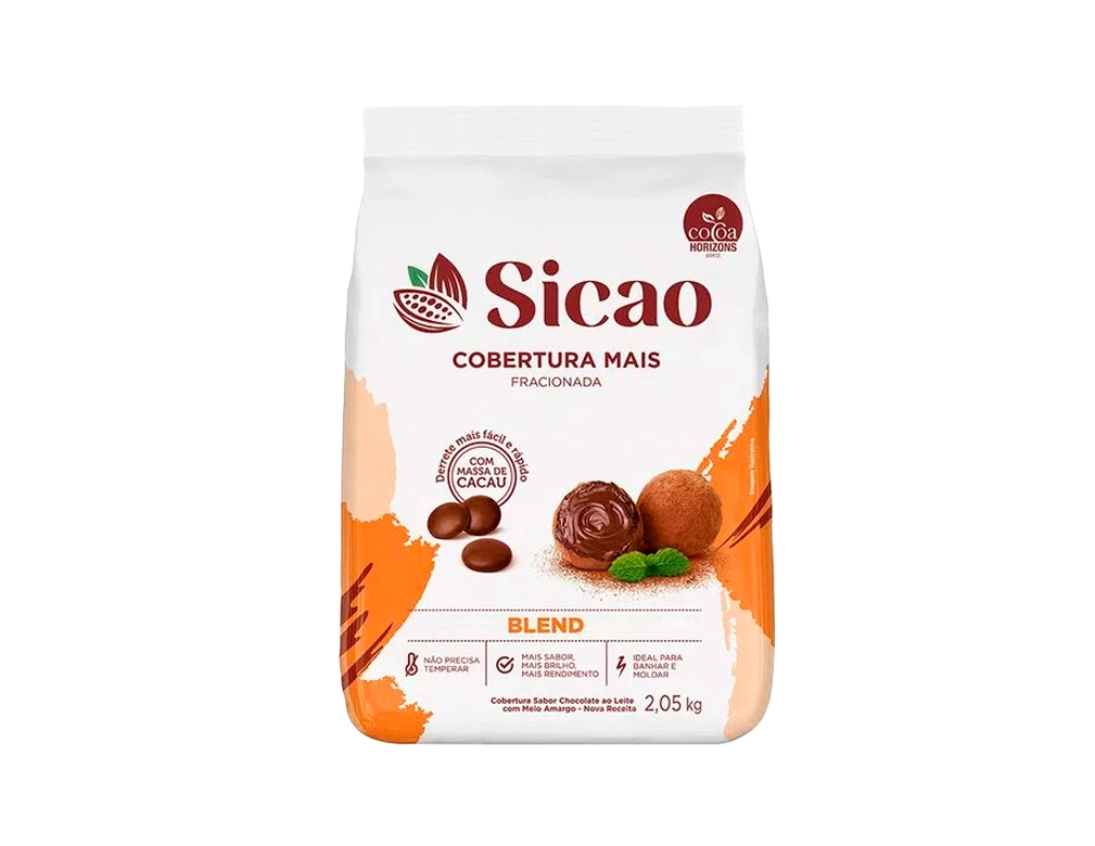 CHOCOLATE COBERTURA AO LEITE COM MEIO AMARGO GOTAS BLEND SICAO 2,05 KG (CX 5 PCT)